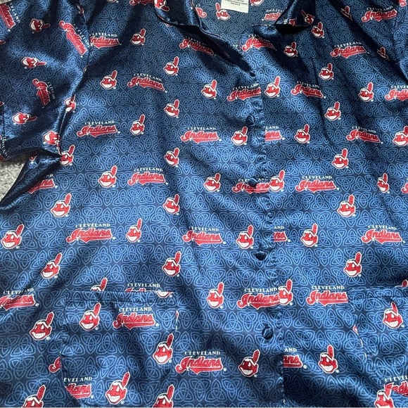 Cleveland Indians Pajamas Womens Large Chief Wahoo Matching Set Loungewear MLB - Picture 2 of 5